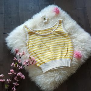 Vintage 1960s Italian Knit Lemon Striped Tank Top